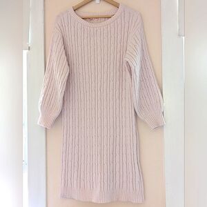 La Vie En Rose Soft Knit Midi Long Sleeve Sleep Dress Lounge Light Pink Pajamas